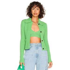 RONNY KOBO Frazer Sweater Jacket In Shamrock Green Medium